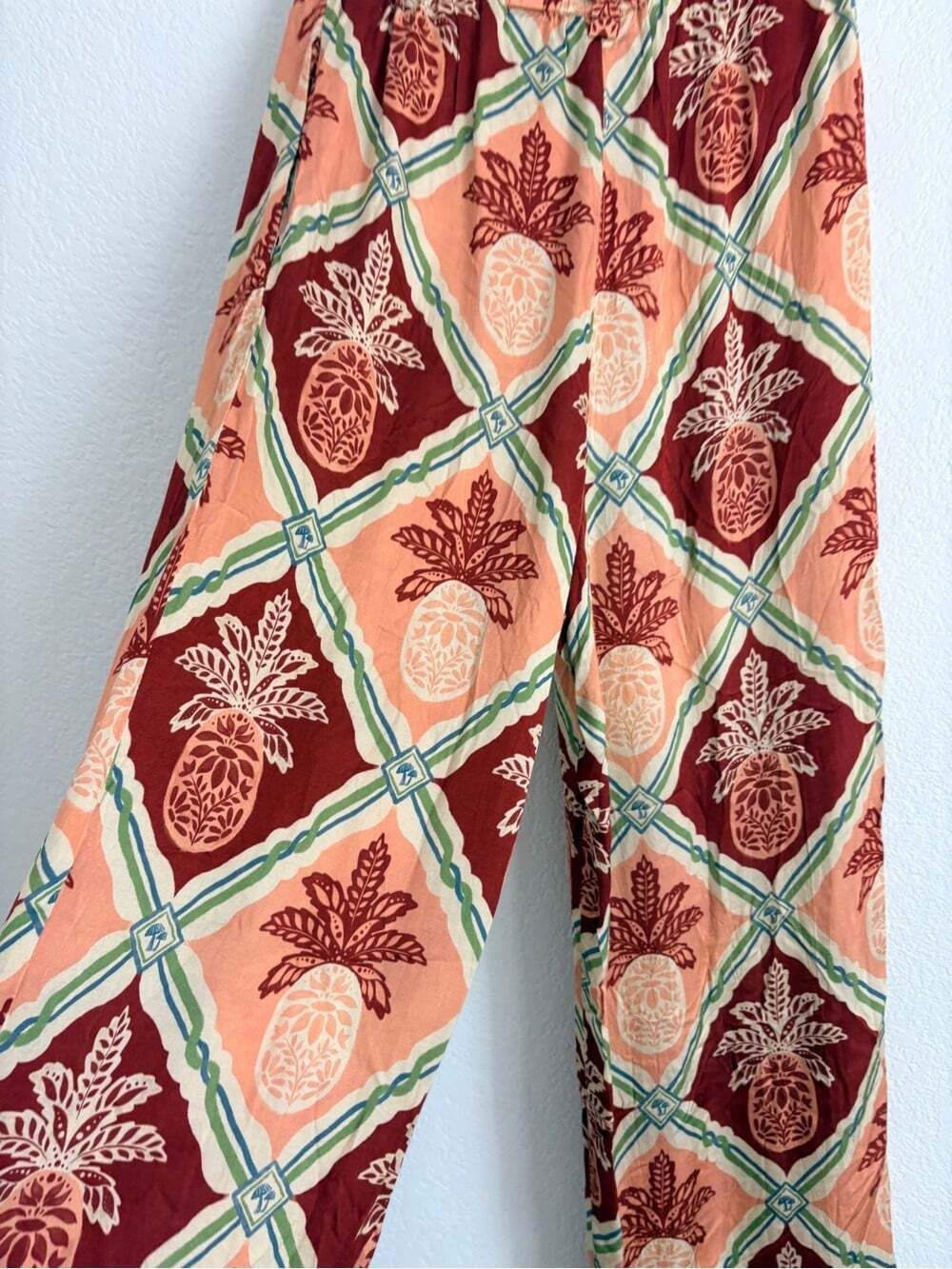 Farm Rio x Anthropologie Pineapple Satin Wide-Leg Pants - Picture 7 of 13